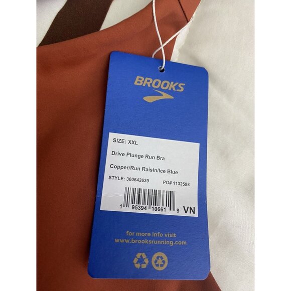 Brooks Sz XXL Drive Plunge Run Sports Bra Copper Run Raisin Ice Blue Compressive - Picture 7 of 9